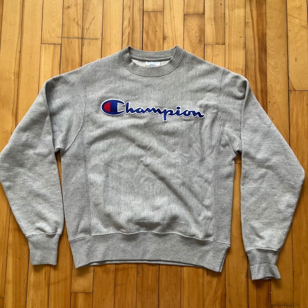 Vintage Champion Reverse Weave Crewneck Sweatshirt Gray Logo Size Small - Picture 6 of 7